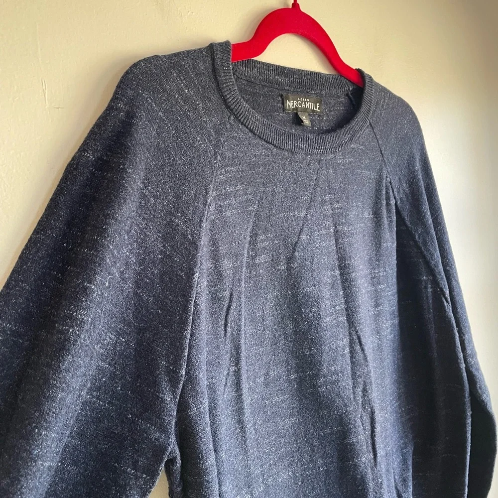 J. Crew Men's 100% Cotton Navy Blue Crewneck Knit Sweater Size M